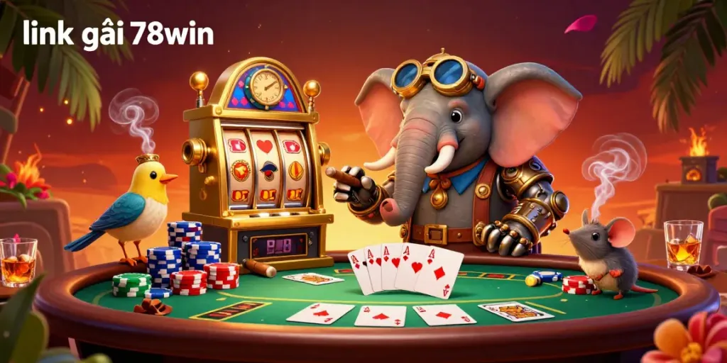 Experience the thrill of casino gaming with link vào 78win featuring a steampunk elephant and dynamic gambling elements.