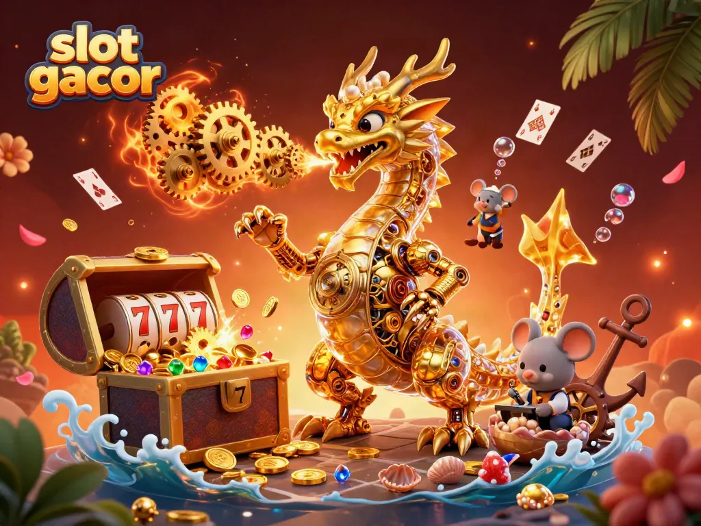Experience the exciting world of slot gacor with a golden dragon and intricate game elements.