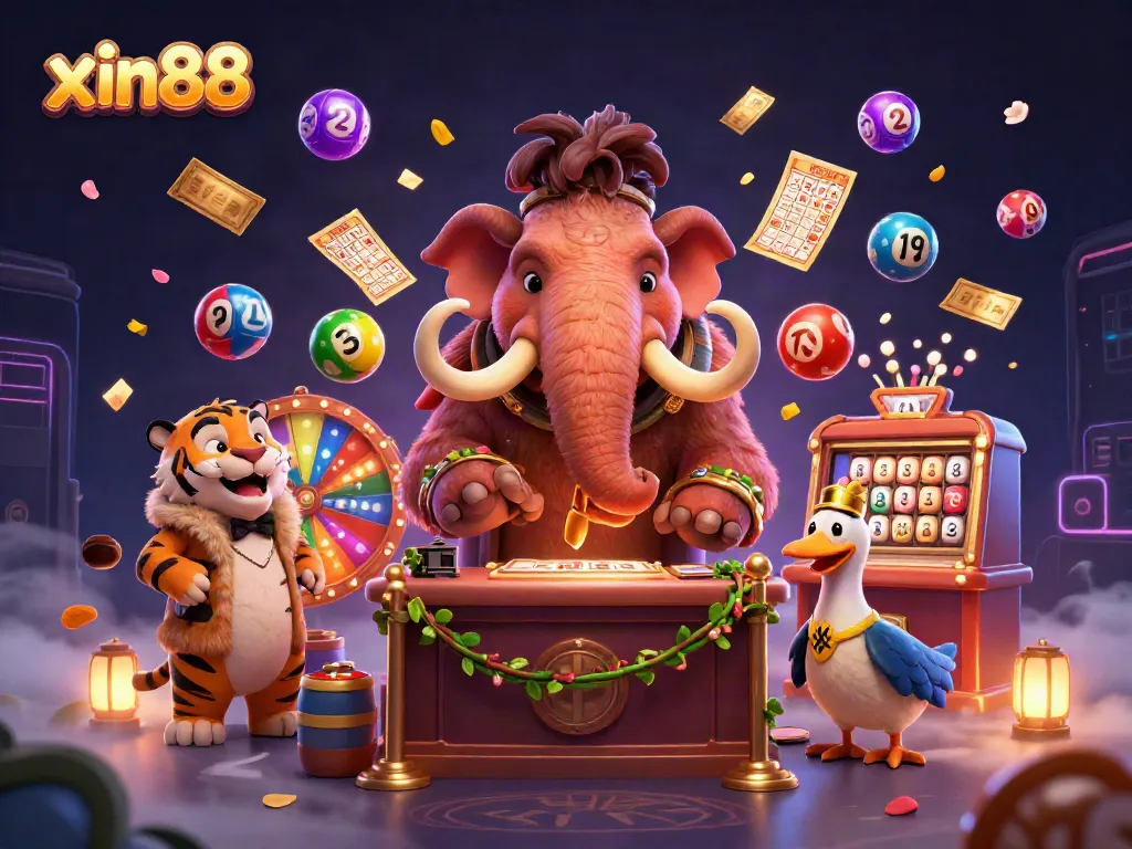 Experience xin88 excitement with a vibrant casino scene featuring unique 3D characters and dynamic gaming elements.