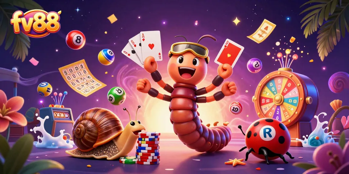 Win big at fv88 with a vibrant 3D illustration of a colorful casino scene