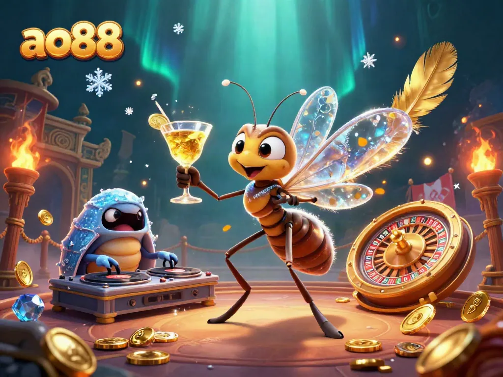 Spin the winning roulette at ao88 with vibrant characters and dynamic elements in a casino scene.