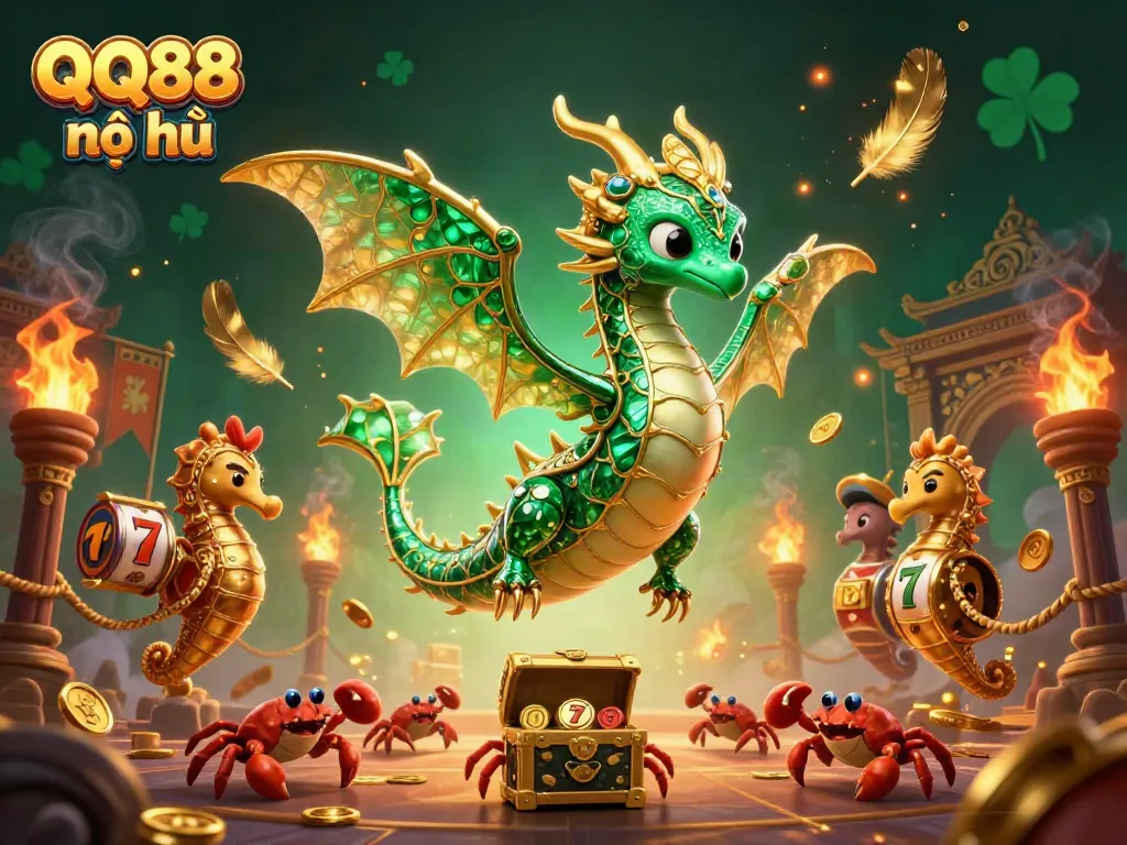 Engage in thrilling QQ88 nổ hũ gameplay with vibrant characters and dynamic casino elements.