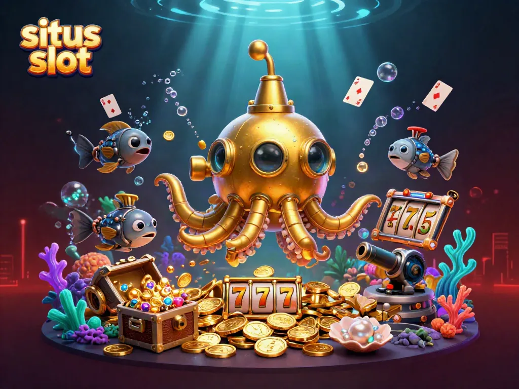 Experience thrilling situs slot excitement with a golden kraken and dynamic casino elements!