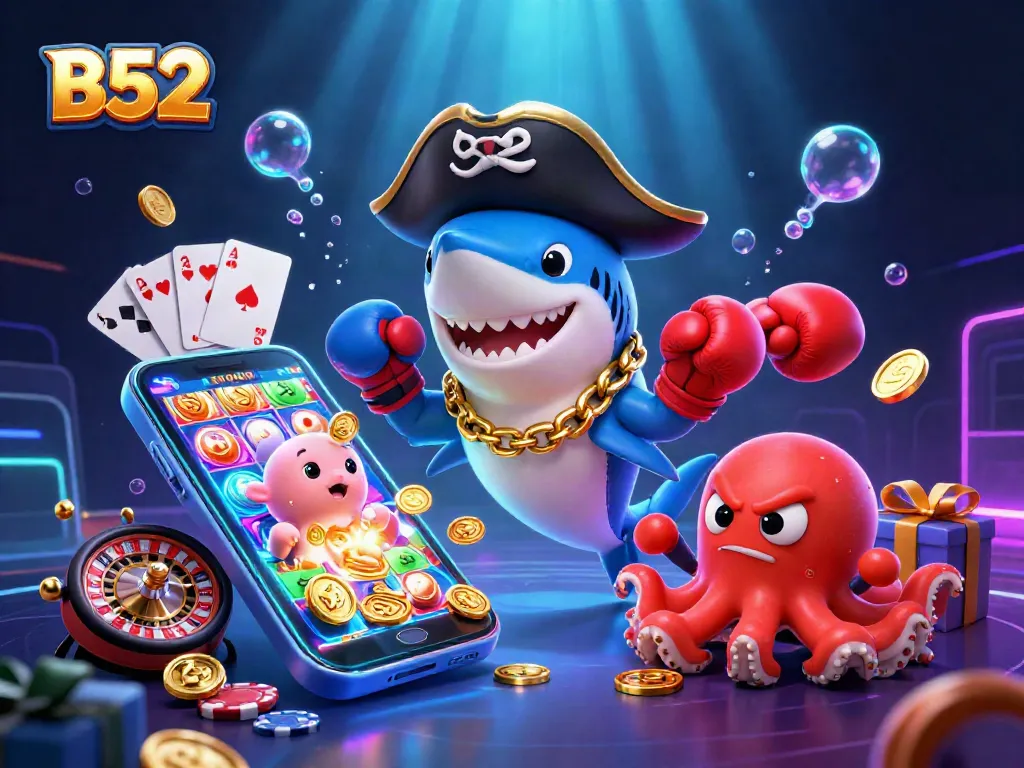 Engage with B52 gaming fortunes amidst a vibrant, underwater casino adventure.
