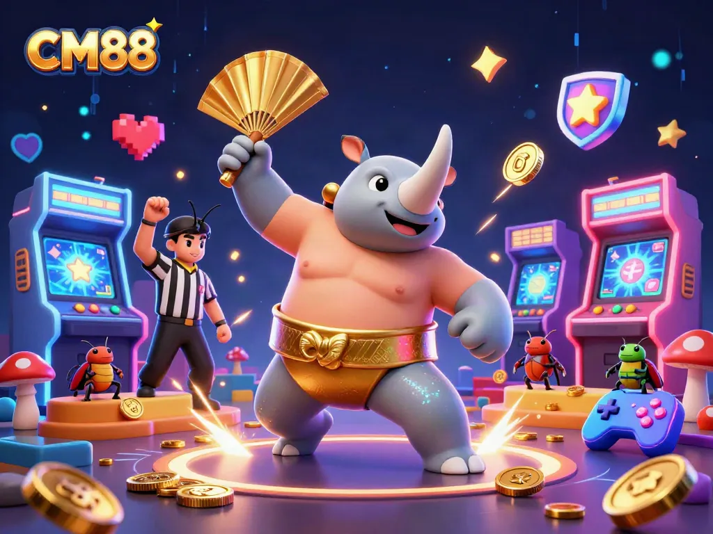 Engage in thrilling gaming experiences at CM88 with vibrant 3D illustrations showcasing action-packed scenes.
