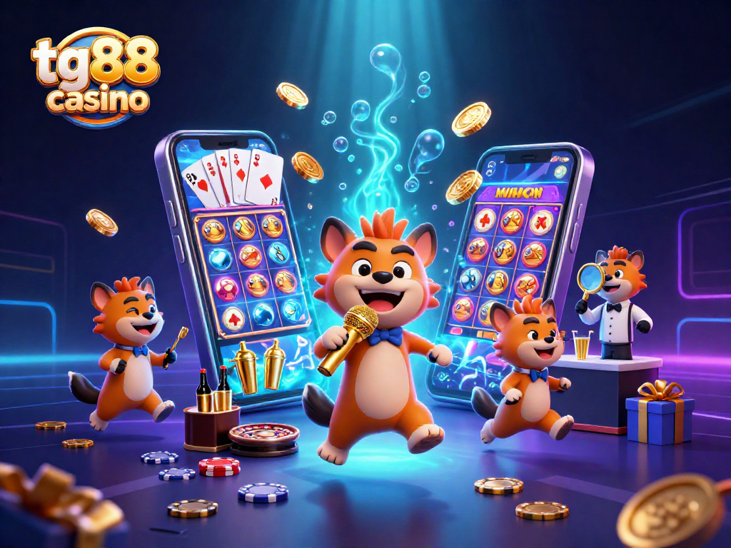 Tg88 casino captures the humor of hyenas in a vibrant comedy club scene, blending joy with gaming excitement.