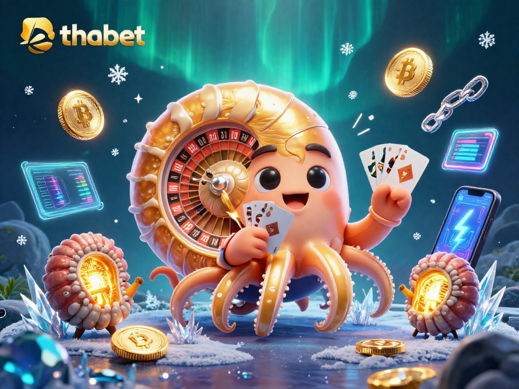 Enhance your thabet gaming experience with a glowing 3D casino-inspired illustration featuring a nautilus roulette.