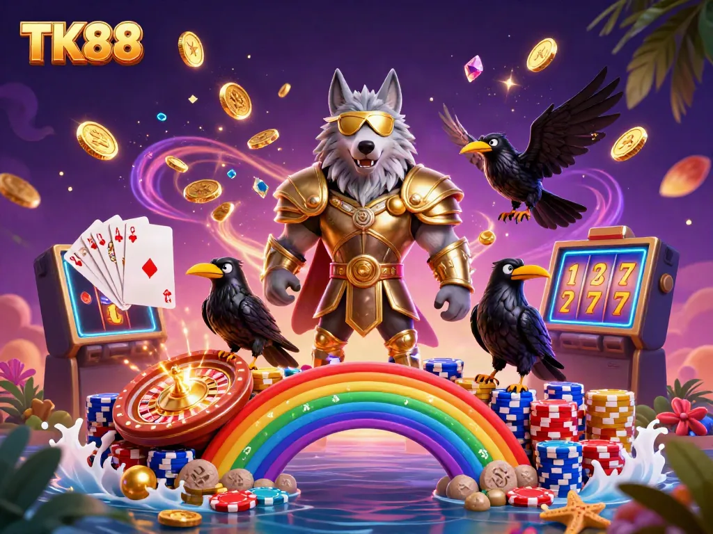 Experience the excitement of TK88 with legendary characters and casino elements in 3D.