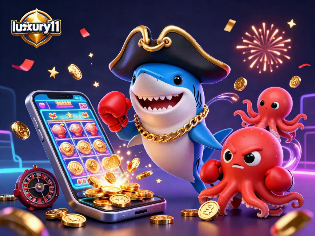 Spin slots and win big with luxury111's fun characters and dynamic casino elements in an immersive scene.