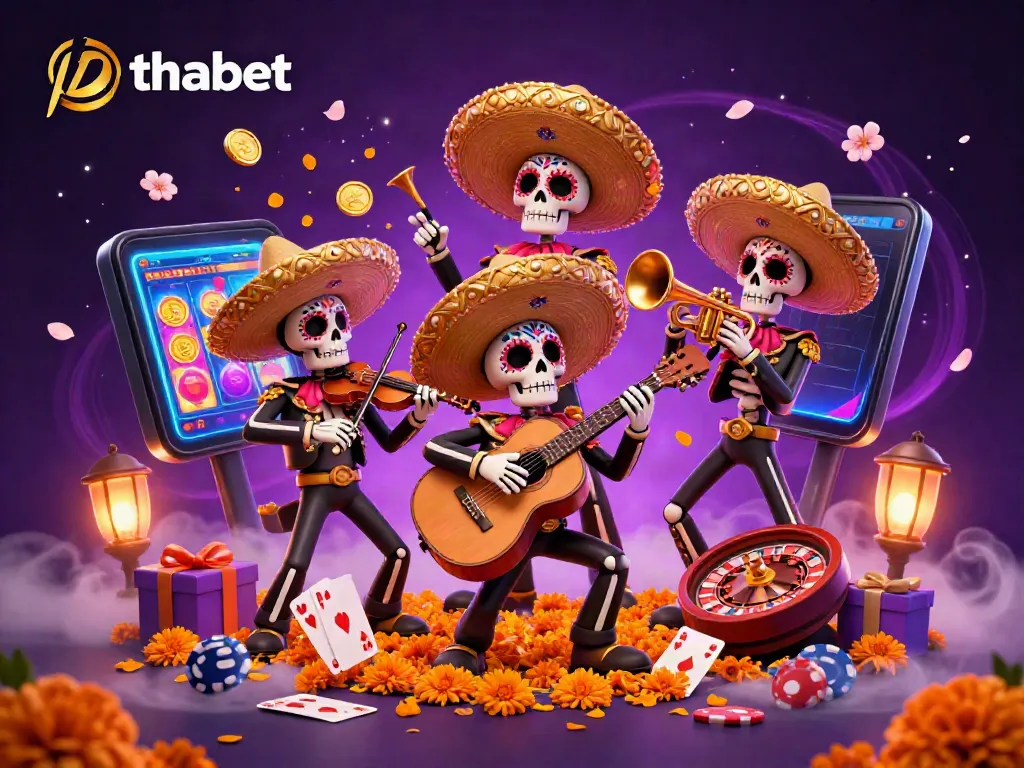 Experience thabet's exciting world of online gaming with vibrant 3D casino illustrations.