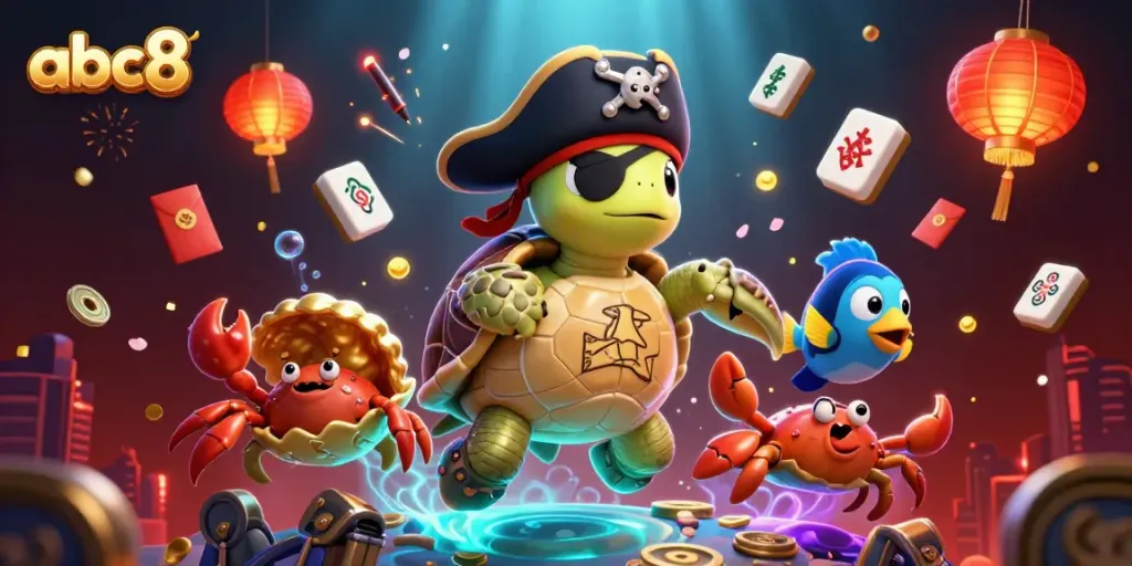 Engage with abc8 online gaming allure through dynamic 3D cartoon characters and vibrant casino elements.